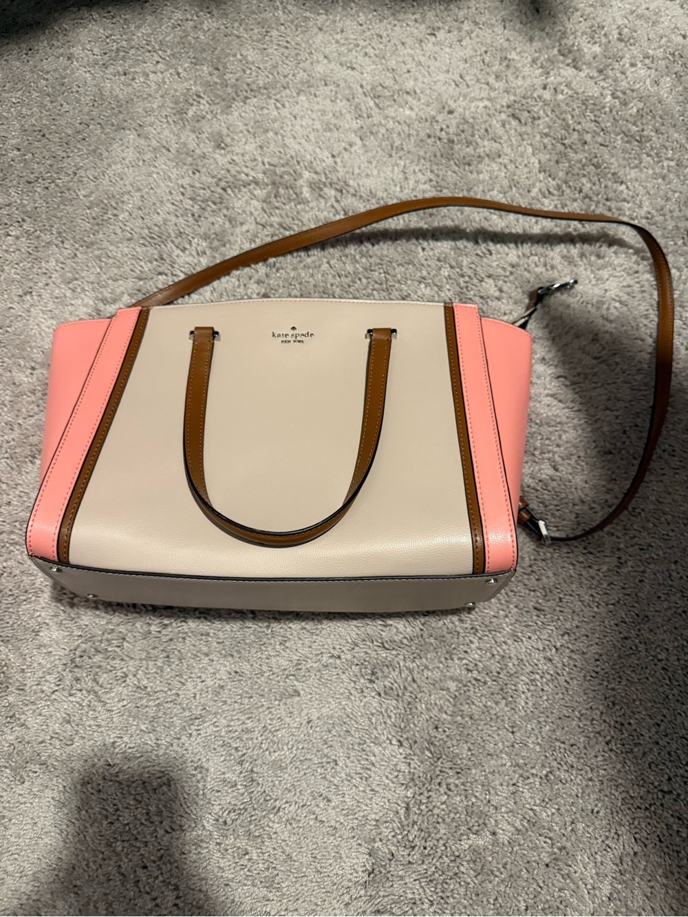 kate spade Two-Tone Pink, Cream & Tan Structured Shoulder Bag